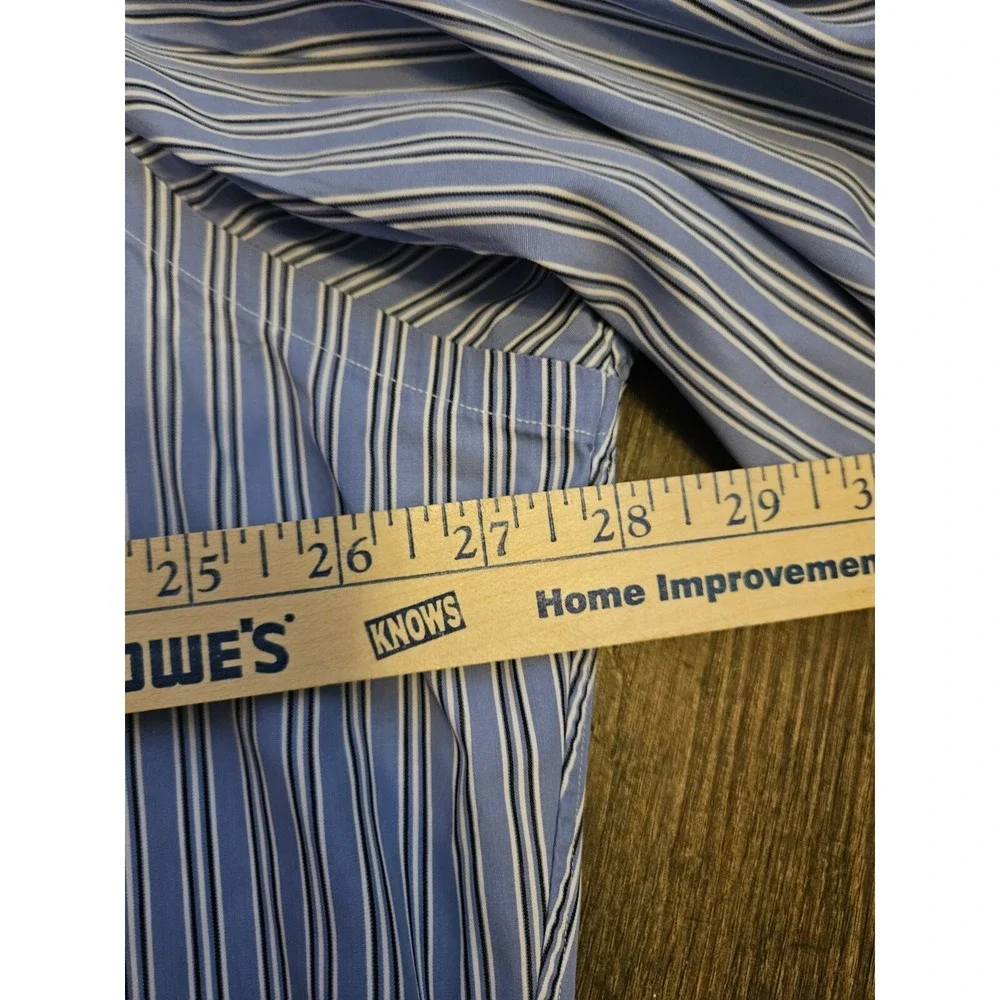 Ralph Lauren Button Down Mens 18 34/35 Blue Striped Classic Fit Cotton Shirt